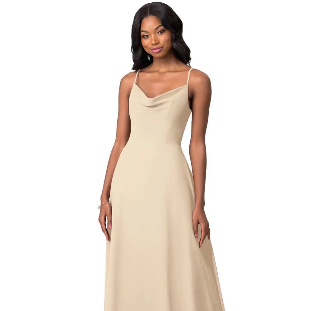 Azazie champagne chiffon bridesmaids dress